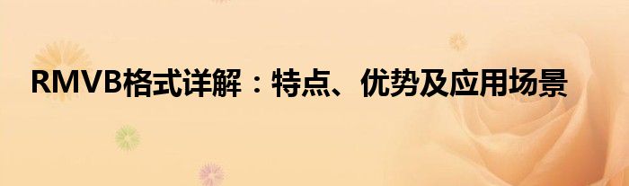 RMVB格式详解：特点、优势及应用场景