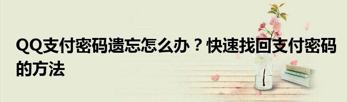 QQ支付密码遗忘怎么办？快速找回支付密码的方法