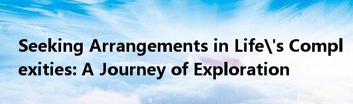 Seeking Arrangements in Life's Complexities: A Journey of Exploration