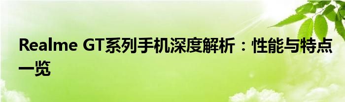 Realme GT系列手机深度解析：性能与特点一览