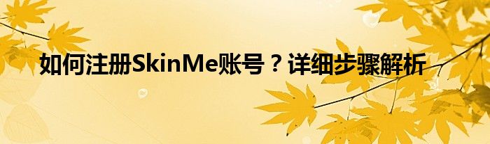 如何注册SkinMe账号？详细步骤解析