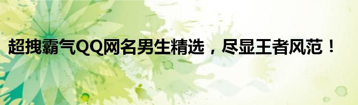 超拽霸气QQ网名男生精选，尽显王者风范！