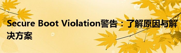 Secure Boot Violation警告：了解原因与解决方案