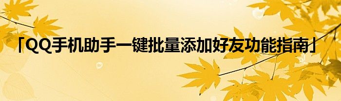 「QQ手机助手一键批量添加好友功能指南」