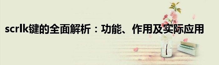 scrlk键的全面解析：功能、作用及实际应用