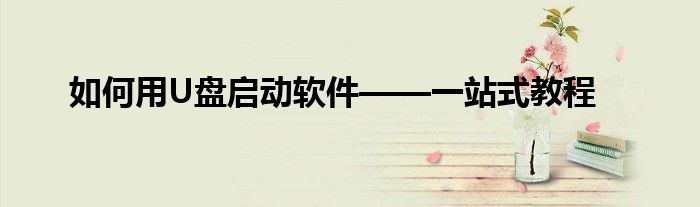 如何用U盘启动软件——一站式教程