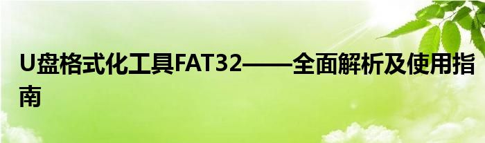 U盘格式化工具FAT32——全面解析及使用指南