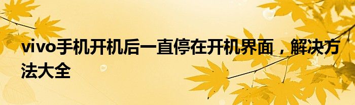 vivo手机开机后一直停在开机界面，解决方法大全