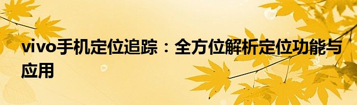 vivo手机定位追踪：全方位解析定位功能与应用