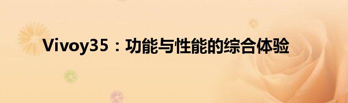 Vivoy35：功能与性能的综合体验