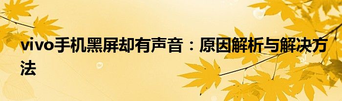 vivo手机黑屏却有声音：原因解析与解决方法