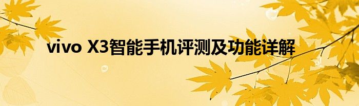 vivo X3智能手机评测及功能详解