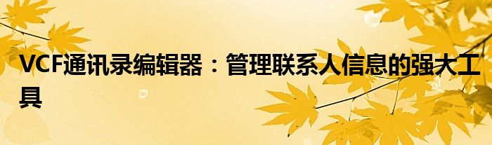 VCF通讯录编辑器：管理联系人信息的强大工具