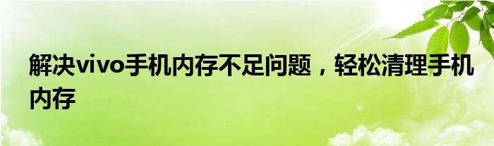 解决vivo手机内存不足问题，轻松清理手机内存