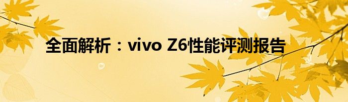 全面解析：vivo Z6性能评测报告