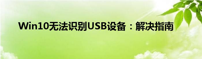 Win10无法识别USB设备：解决指南