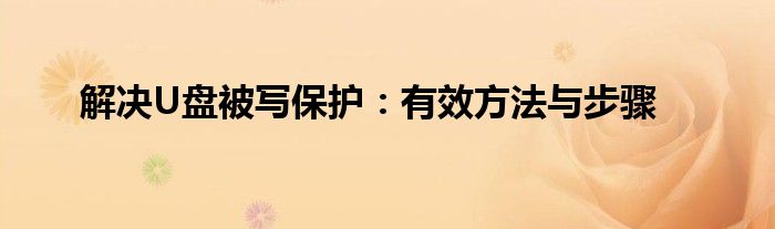 解决U盘被写保护：有效方法与步骤