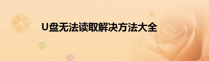 U盘无法读取解决方法大全