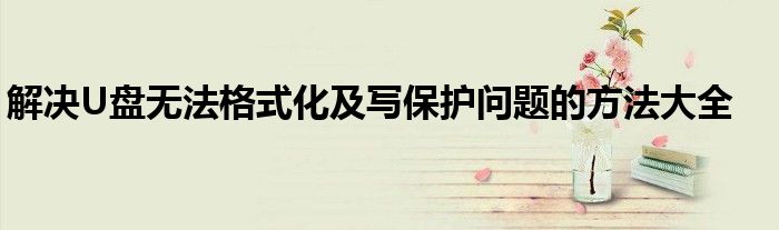 解决U盘无法格式化及写保护问题的方法大全