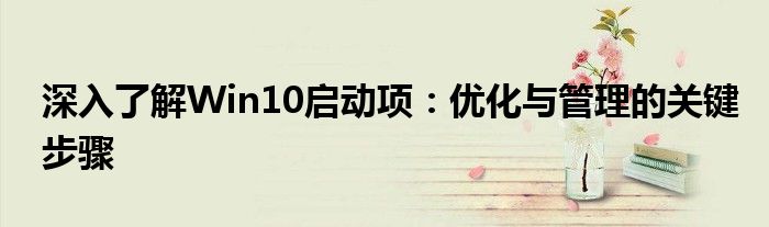 深入了解Win10启动项：优化与管理的关键步骤