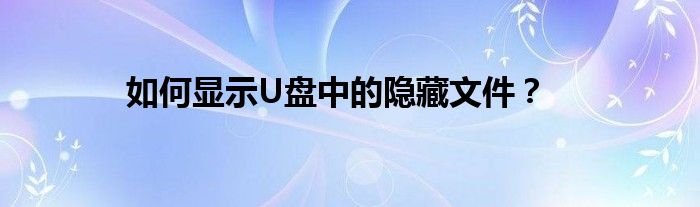 如何显示U盘中的隐藏文件？