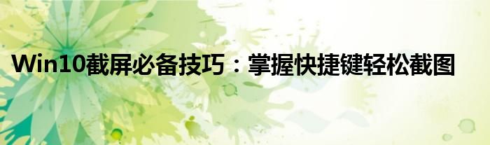 Win10截屏必备技巧：掌握快捷键轻松截图