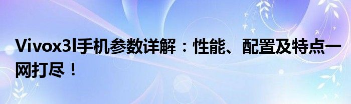 Vivox3l手机参数详解：性能、配置及特点一网打尽！