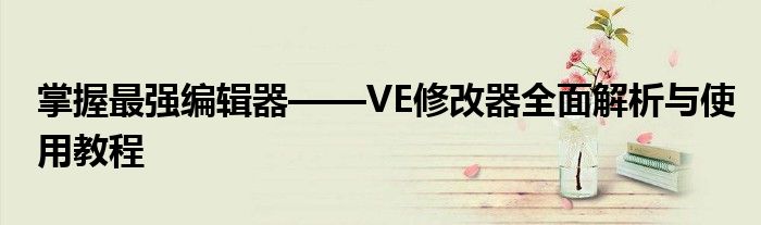 掌握最强编辑器——VE修改器全面解析与使用教程