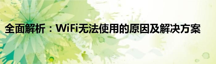 全面解析：WiFi无法使用的原因及解决方案