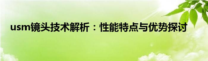 usm镜头技术解析：性能特点与优势探讨