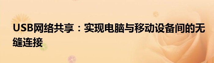 USB网络共享：实现电脑与移动设备间的无缝连接