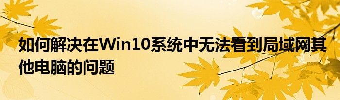 如何解决在Win10系统中无法看到局域网其他电脑的问题