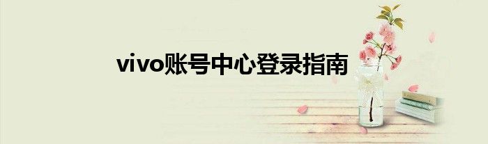 vivo账号中心登录指南