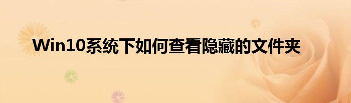 Win10系统下如何查看隐藏的文件夹