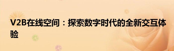 V2B在线空间：探索数字时代的全新交互体验