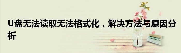 U盘无法读取无法格式化，解决方法与原因分析