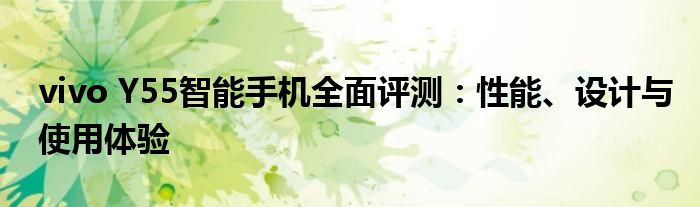vivo Y55智能手机全面评测：性能、设计与使用体验