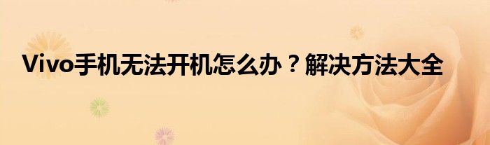 Vivo手机无法开机怎么办？解决方法大全
