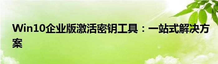 Win10企业版激活密钥工具：一站式解决方案