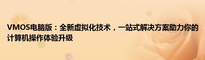 VMOS电脑版：全新虚拟化技术，一站式解决方案助力你的计算机操作体验升级