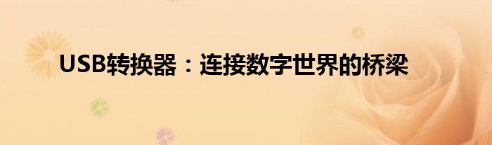 USB转换器：连接数字世界的桥梁