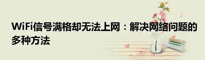 WiFi信号满格却无法上网：解决网络问题的多种方法