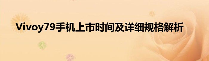 Vivoy79手机上市时间及详细规格解析