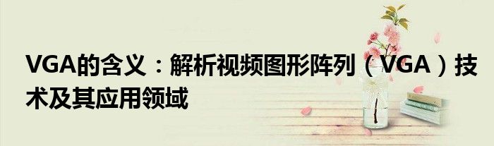 VGA的含义：解析视频图形阵列（VGA）技术及其应用领域