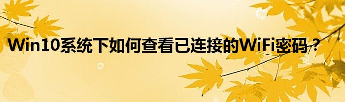 Win10系统下如何查看已连接的WiFi密码？