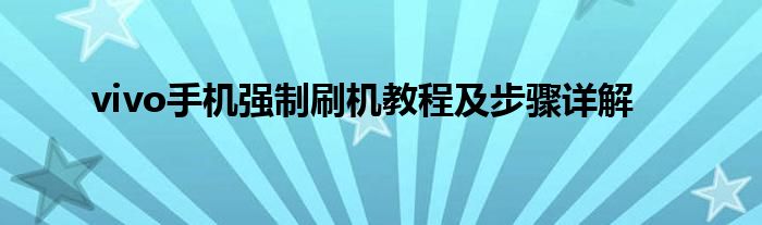 vivo手机强制刷机教程及步骤详解