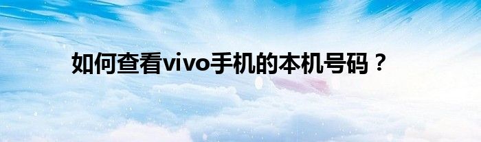 如何查看vivo手机的本机号码？
