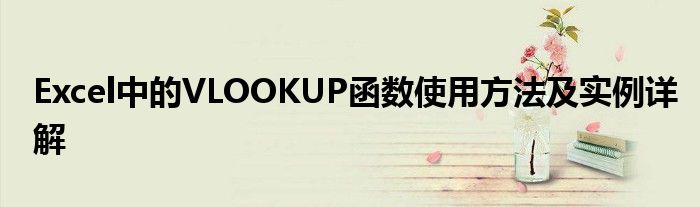 Excel中的VLOOKUP函数使用方法及实例详解