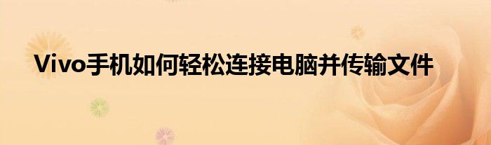 Vivo手机如何轻松连接电脑并传输文件