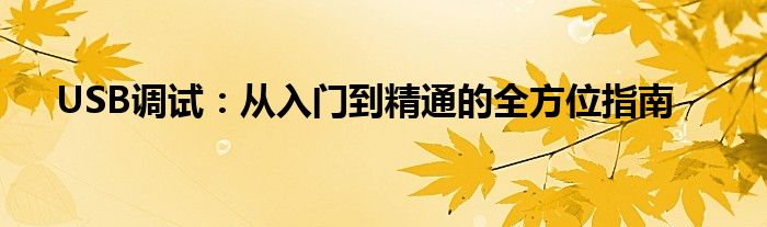 USB调试：从入门到精通的全方位指南